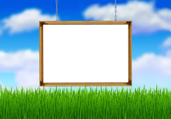 The white banner in the frame — Stock Photo, Image