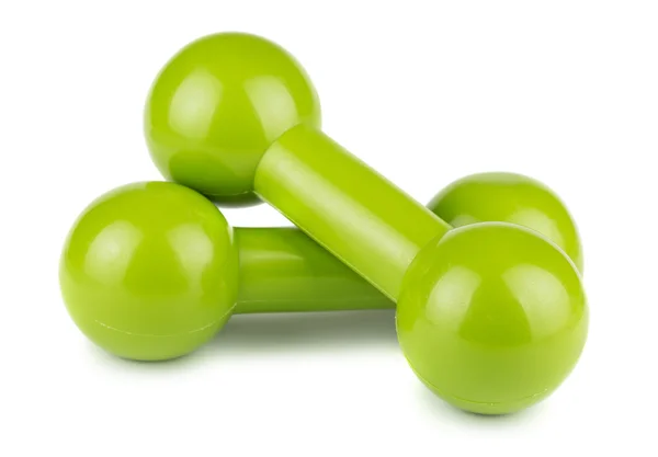 Paar groene dumbbells voor fitness — Stockfoto