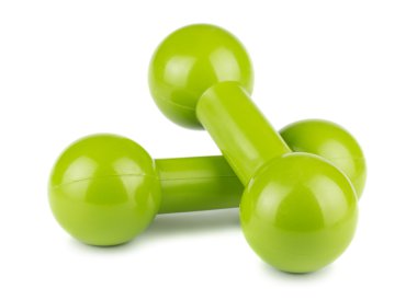 Fitness için yeşil dumbbells çifti