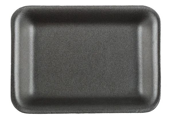 Черный пустой поднос для еды — стоковое фото