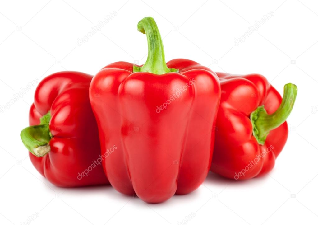 Three red ripe bulgarian peppers