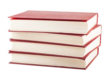 Kırmızı kaplı kitap yığını