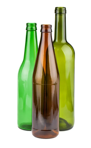 Green and brown empty bottles — Stock Photo, Image