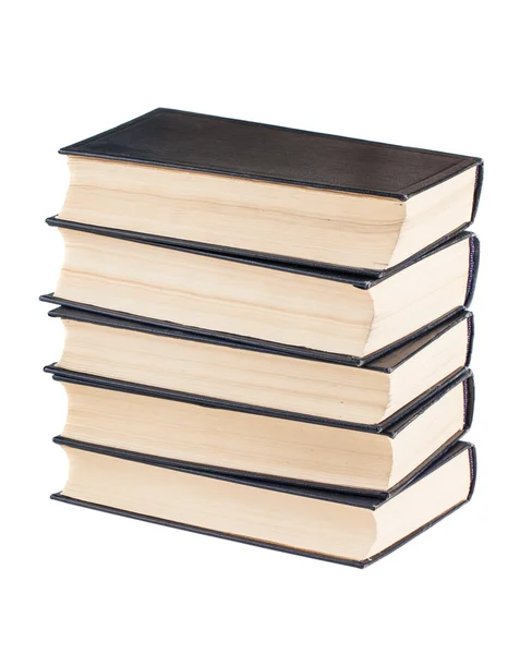 Stack av svarta locket böcker — Stockfoto