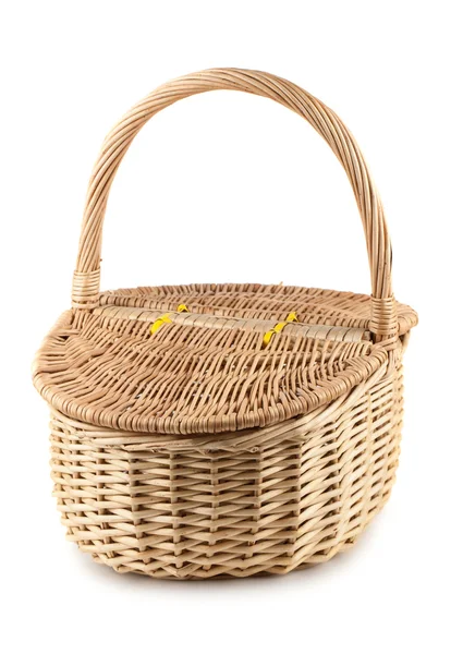 Picnic wicker basket with lid — Stock Photo, Image