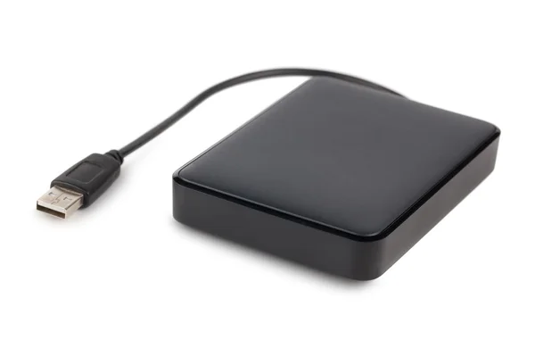 Black external hard drive — Stock Photo, Image