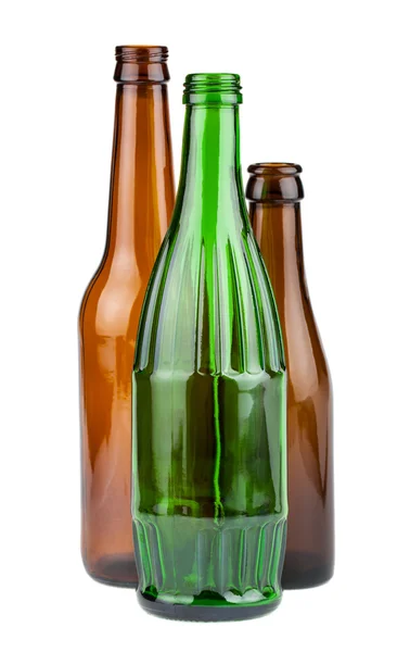 Green and brown empty bottles — Stock Photo, Image