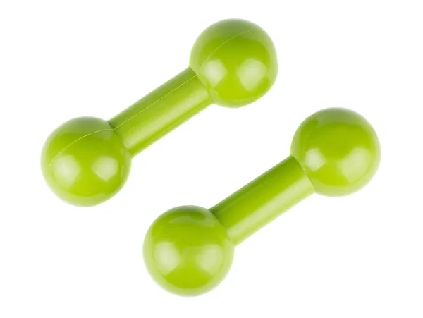 Paar groene dumbbells voor fitness — Stockfoto