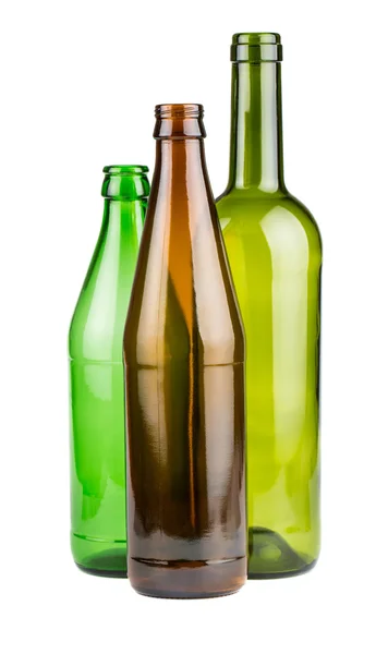 Green and brown empty bottles — Stock Photo, Image