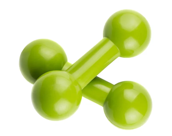 Par de pesas verdes para fitness Imagen De Stock