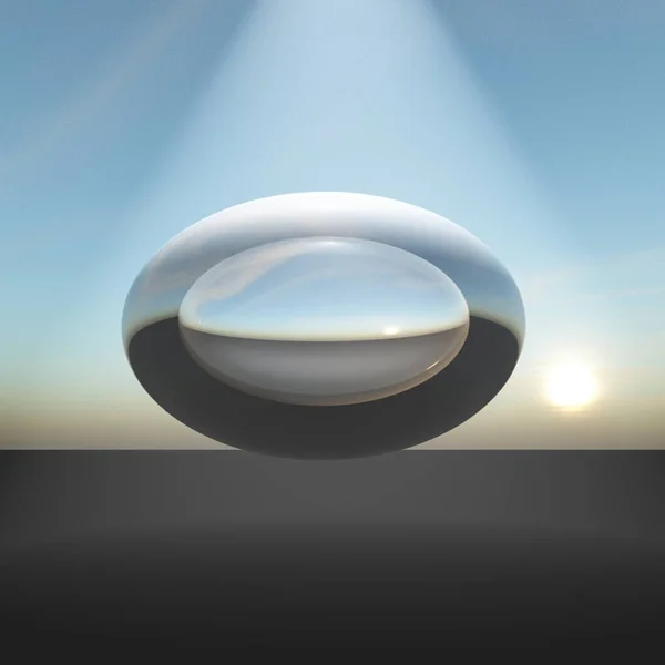 水平線上の未来のクリスタルボール 3Dイラスト — ストック写真