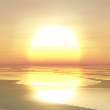 Large Sunset over River clipart