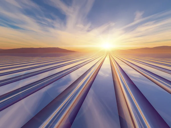 Grid Horizon Sunset — Stock Photo, Image