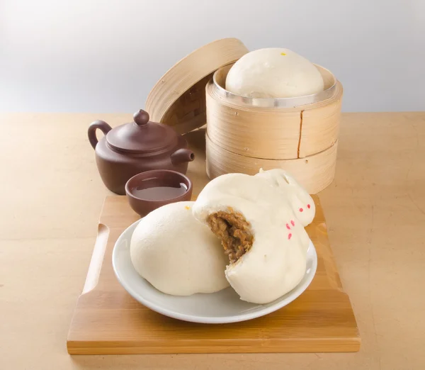 Pao or Steamed BBQ Pork Asian Buns Ready to Eat.