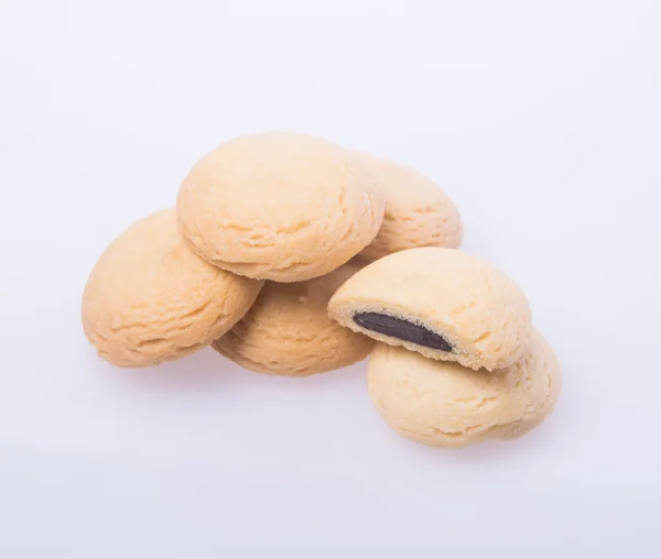 Cookies or butter cookies white chocolate on background. — Stock Photo, Image