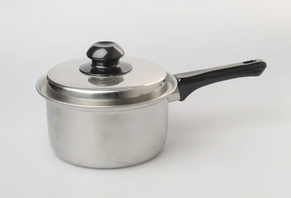 Pot or stainless steel pot on a background. — Stock Photo, Image