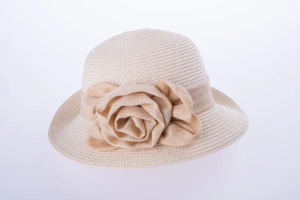 Hat for lady or pretty straw hat with flower. — Stock Photo, Image
