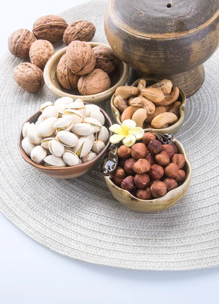 Nuts. mixed nuts on the background — Stock Photo, Image