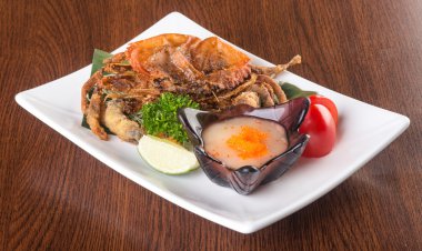 Japon mutfağı. arka plan üzerinde Yengeç