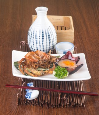 Japon mutfağı. arka plan üzerinde Yengeç