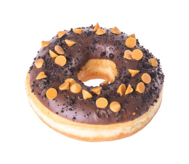 Beyaz arka planda çikolatalı çörekler.