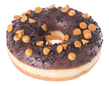 Beyaz arka planda çikolatalı çörekler.