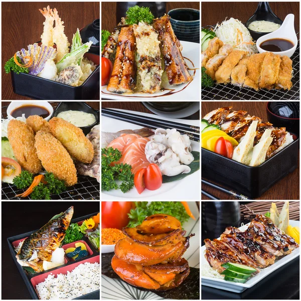 Japanese food collage on the background — Stock Photo, Image