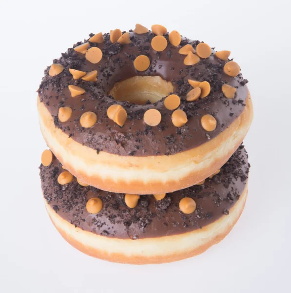 Donuts de chocolate em um fundo branco — Fotografia de Stock