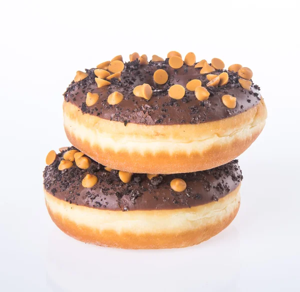 Donuts de chocolate em um fundo branco — Fotografia de Stock