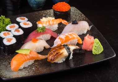 Japon mutfağı. suşi arka plan ayarla