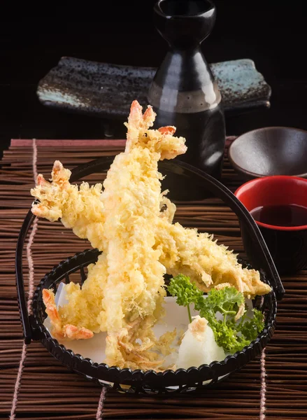 Japanese cuisine. tempura prawn on the background — Stock Photo, Image