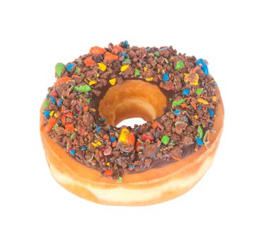 Beyaz arka planda çikolatalı çörekler.