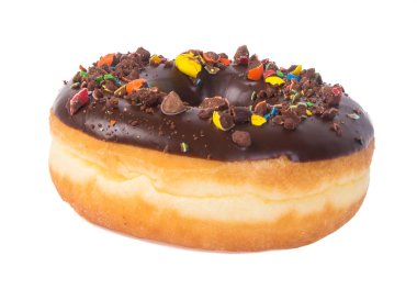 Beyaz arka planda çikolatalı çörekler.