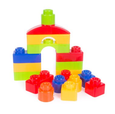 oyuncak. Arka plastik oyuncak blokları
