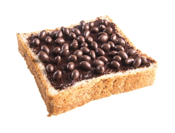 Kenyér. szelet kenyér, csokoládé krémmel — Stock Fotó