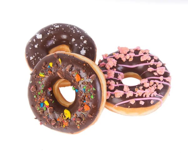 Chocolate donuts on a white background — Stock Photo, Image