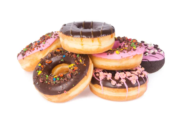 Chocolate donuts on a white background — Stock Photo, Image