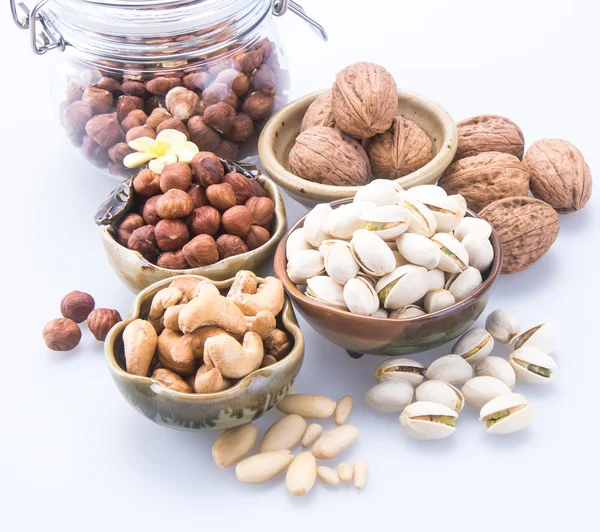 Nuts. mixed nuts on the background — Stock Photo, Image