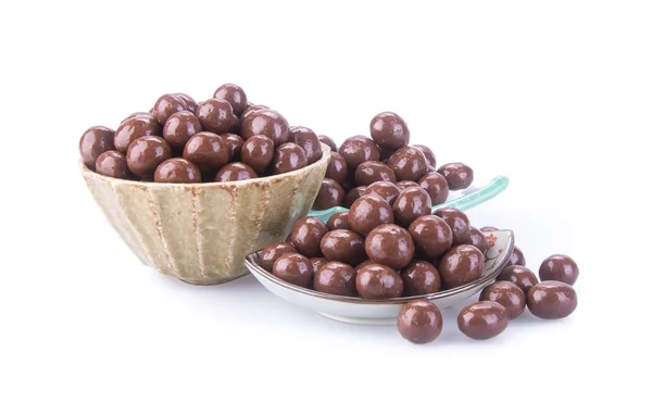 Chocolate balls. chocolate balls in bowl on a background — Stock Photo, Image