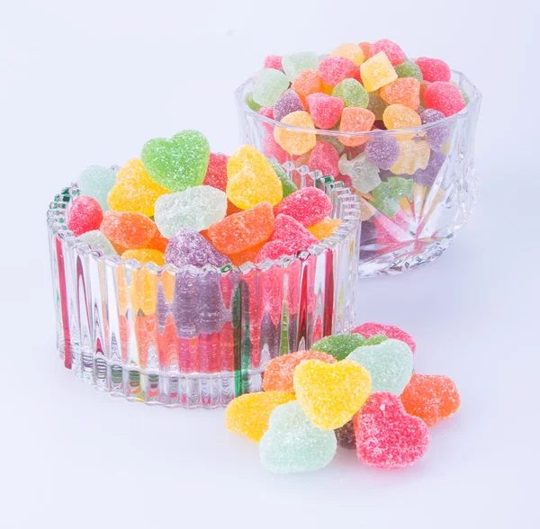 Candies. jelly candies in glass bowl on a background — Stock Photo, Image