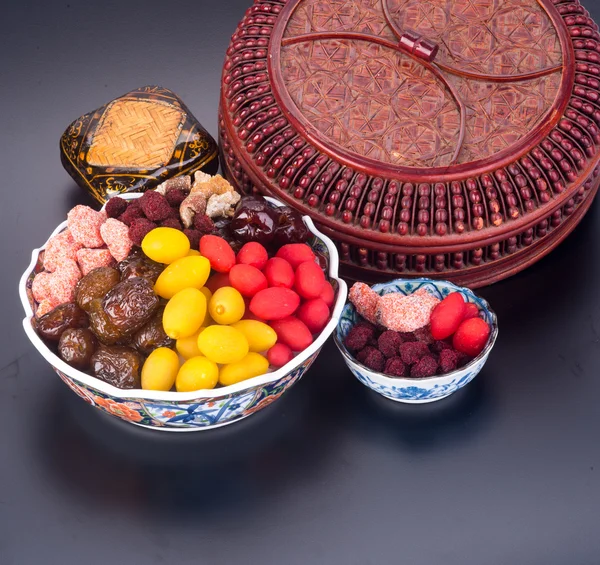 Preserved fruits. chinese preserved fruits on the background — Stock Photo, Image