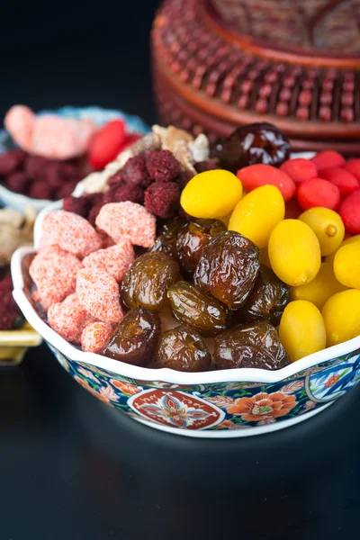 Preserved fruits. chinese preserved fruits on the background — Stock Photo, Image
