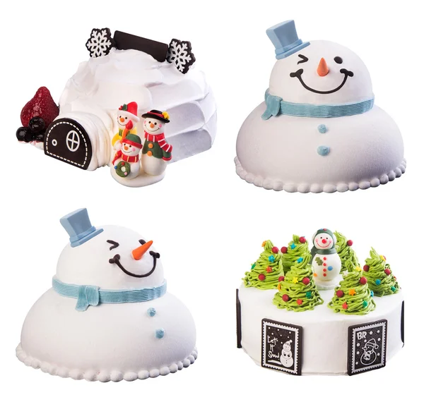 Cake. christmas snowman cakes on a background. christmas cakes o — Stock Photo, Image