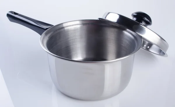 Pot. stainless steel pot collection on a background — Stock Photo, Image