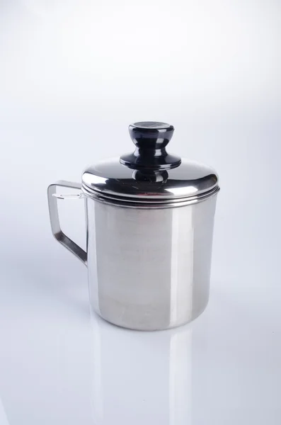 Mug. stainless steel mug on background — Stock Photo, Image