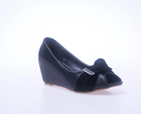 Scarpa. colore nero moda donna scarpe su sfondo . — Foto Stock