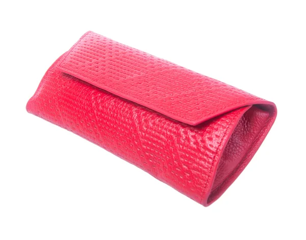 Plånbok eller handväska kvinna (röd färg) på en bakgrund. — Stockfoto
