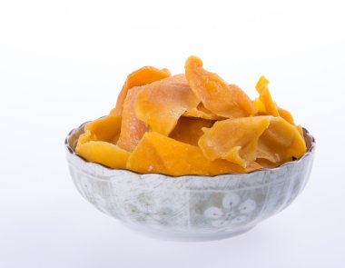 Mango kuru kase veya kurutulmuş mango dilimleri.