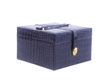 mücevher kutusu veya arka plan üzerinde deri takı kutusu.