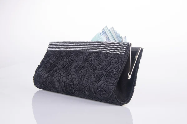 Wallet. woman wallet with money on a background — Stock Photo, Image